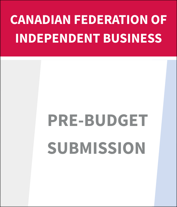 Canadian Federation of Independent Business pre-budget submission image with red header
