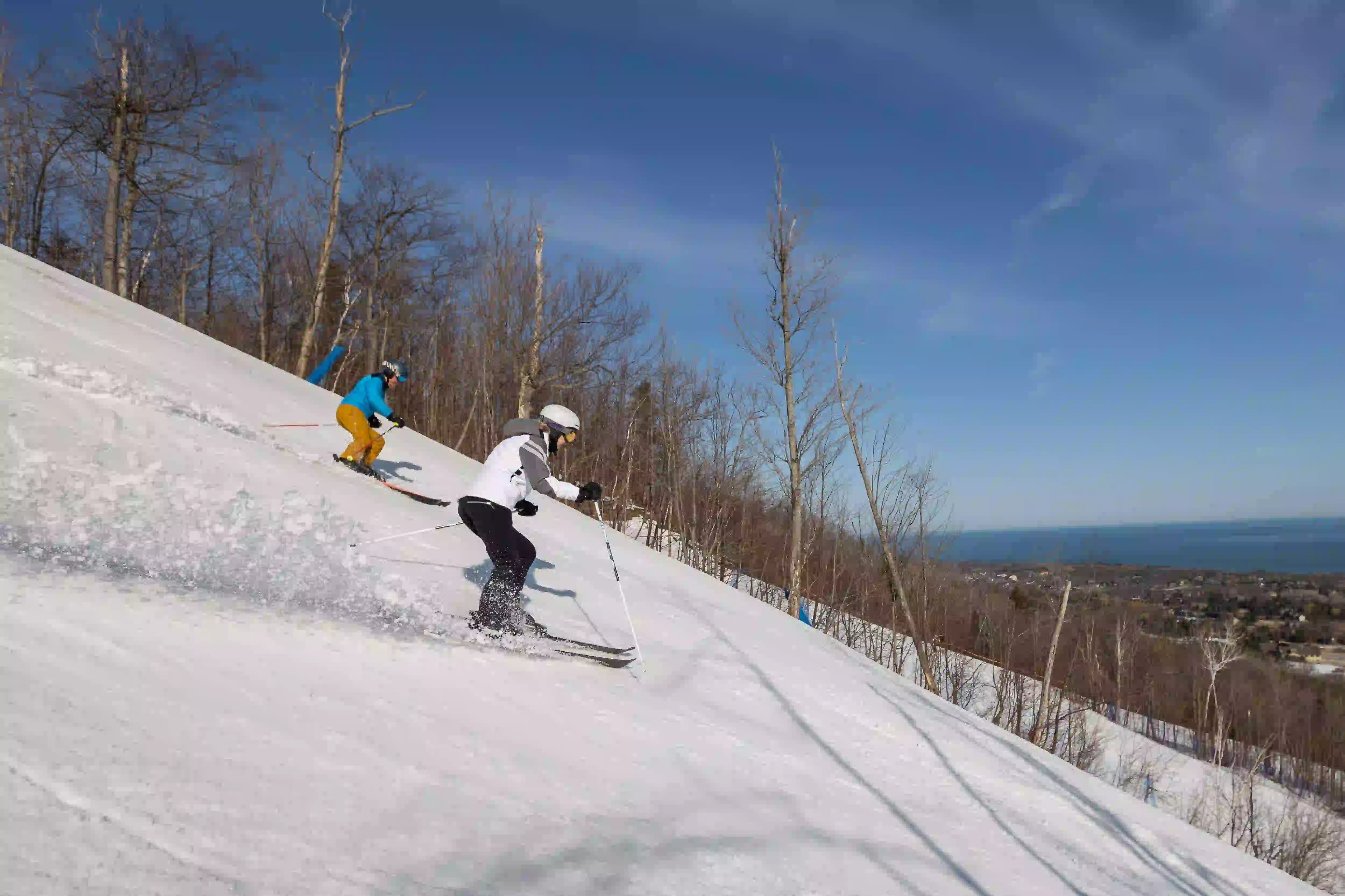 Small business owners skiing on Blue Mountain