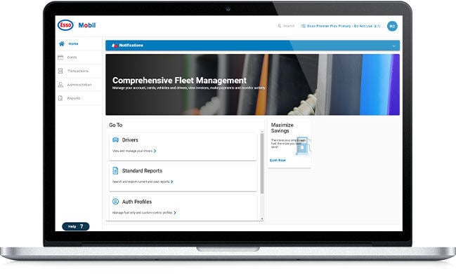 Site Web d'Esso sur un écran d'ordinateur portable