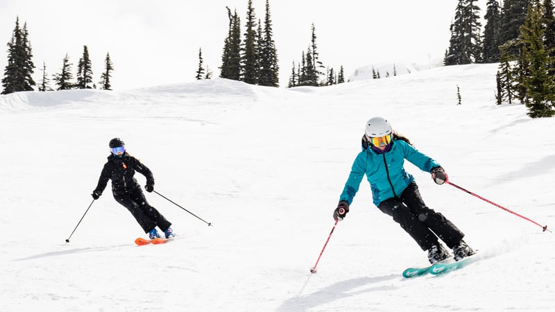 Propriétaire d'une petite entreprise en train de skier