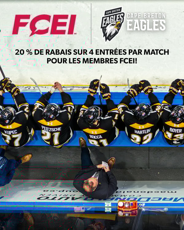 20 % de rabais sur 4 entrées par match pour les membres FCEI.