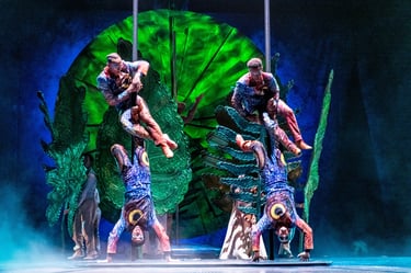 Quatre artistes du Cirque du Soleil sur scène