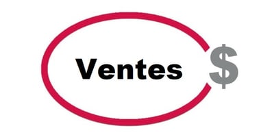 Le mot Ventes avec le symbole du dollar, représentant le fait que pas toutes les PME ne réalisent pas des ventes normales