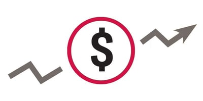 Dollar sign with an upward arrow symbolizing fuel and energy costs' increase