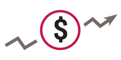 Dollar sign with an upward arrow symbolizing fuel and energy costs' increase