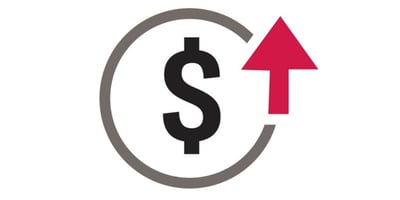 Dollar sign inside a circle with an upward arrow symbolizing the cost increases