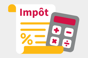 Icon showing a calculator and the word tax written on a document