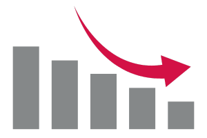 Bar chart with a upward arrow