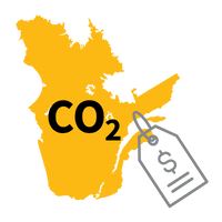 Province de Québec avec une étiquette en dollars sur le côté et les mots CO2 écrits sur l'image