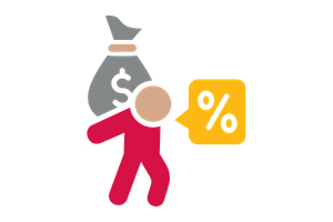 Icône montrant un propriétaire de petite entreprise portant le poids de sa dette