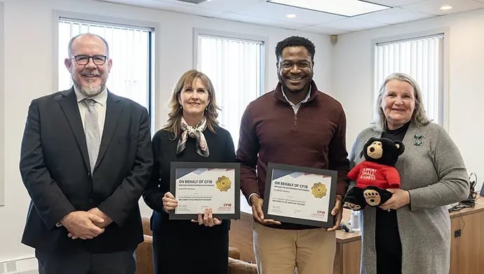 Frederic Gionet (Director of Legislative Affairs, Atlantic), Jane Mallard (Director, Economic Development, Innovation and Trade), Ayo Ogunleye (Policy and Strategy Officer,  Economic Development, Innovation and Trade),  Minister Darlene Compton (PEI Economic Development, Innovation and Trade)