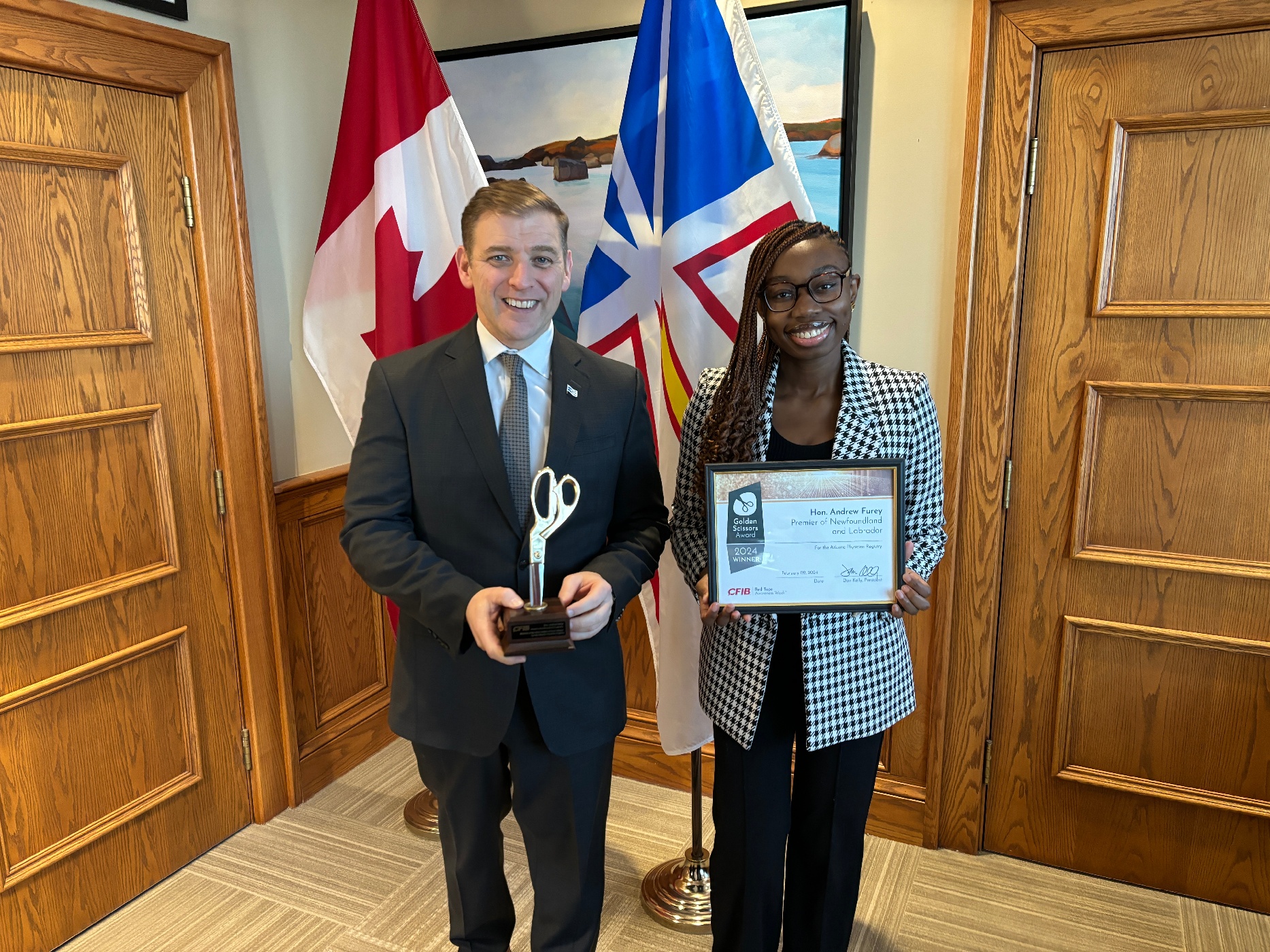 Newfoundland and Labrador Premier Andrew Furey receives Golden Scissors Award-1
