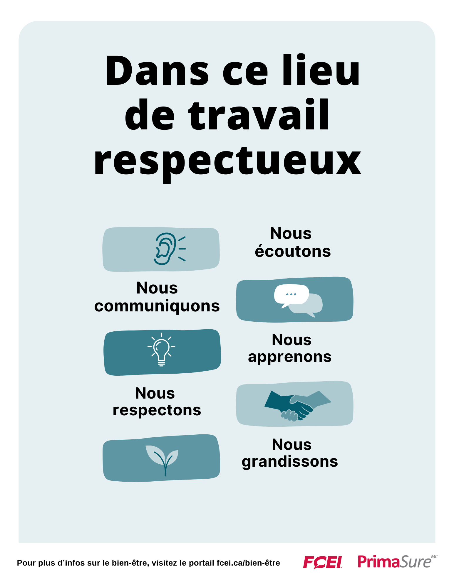 Dans ce lieu de travail respectueux affiche