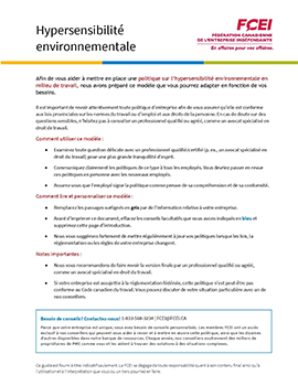 Modele de politique sur l'hypersensibilité environnementale