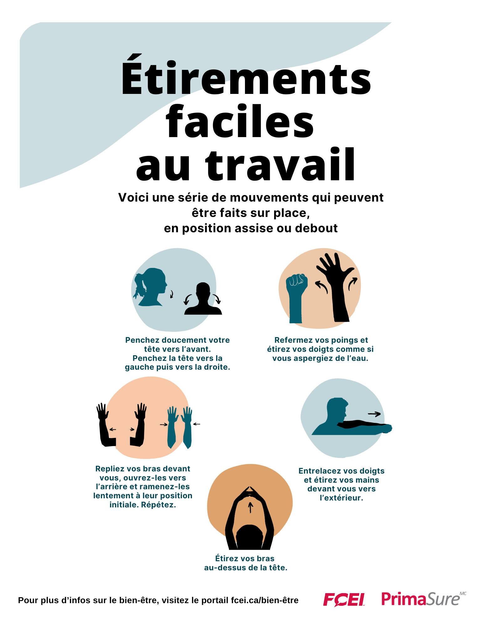 Étirements faciles au travail affiche