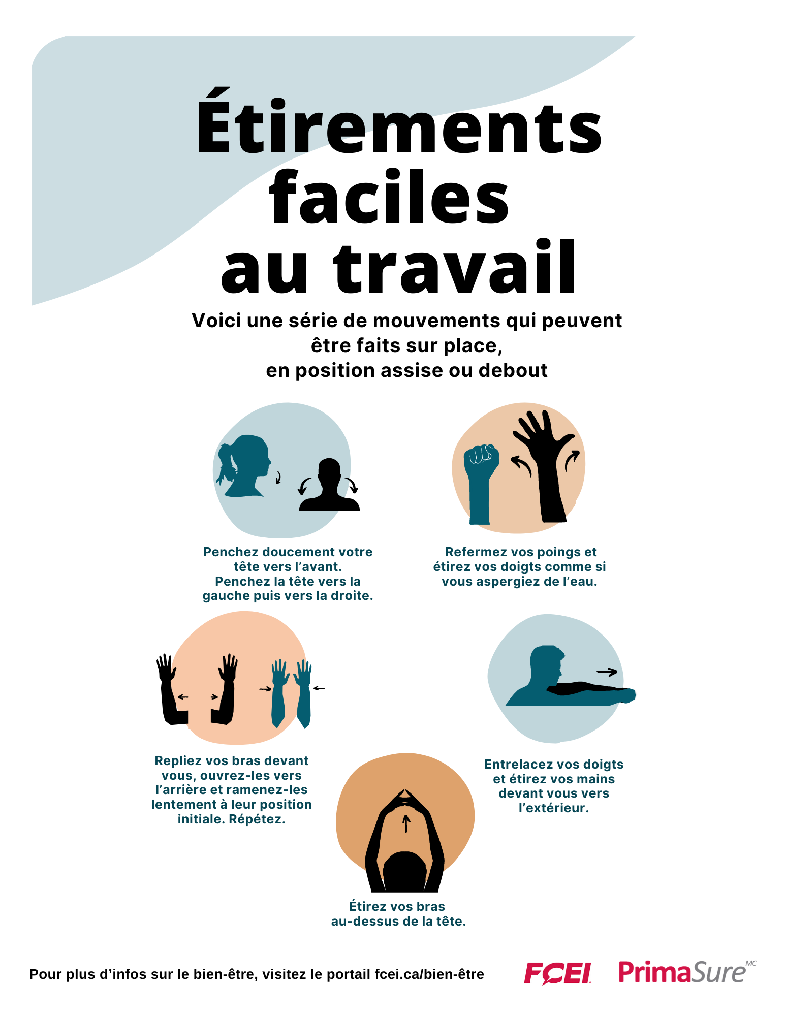  Étirements faciles au travail affiche