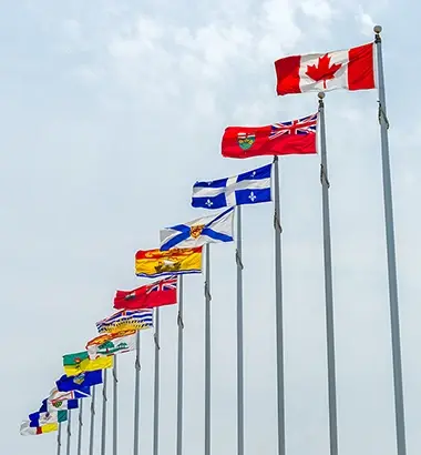 Flags from Canada and each province and territory