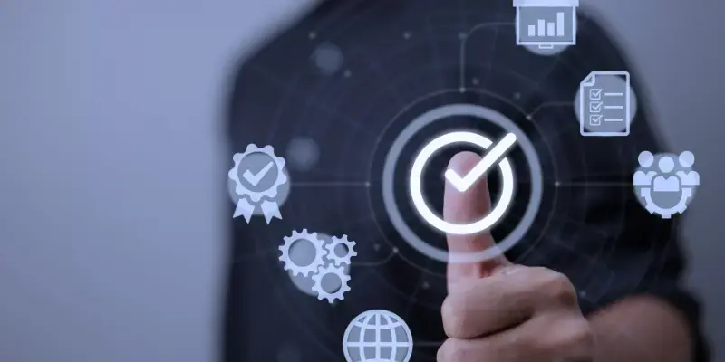 personne cliquant sur le symbole de la coche