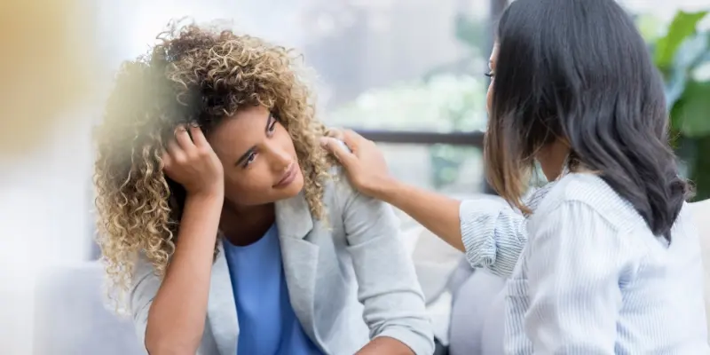 Manager meeting with upset employee