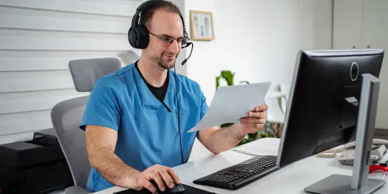 Medical professional working from home
