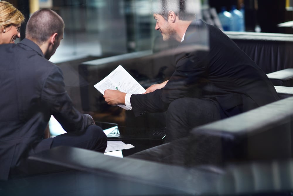 business people shaking hands make deal and sign contract