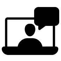 Icône représentant une personne en train de regarder un webinaire