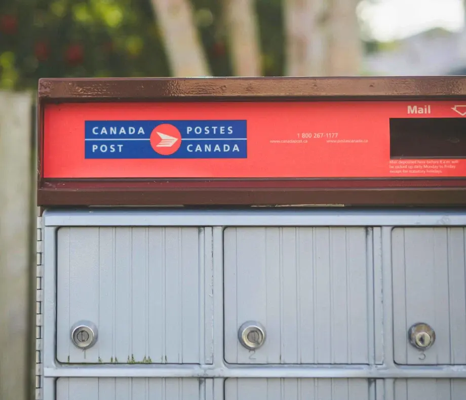 Mailbox with logo of Canada Post on top