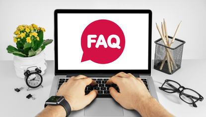 Image of a laptop with the words FAQ written on the screen