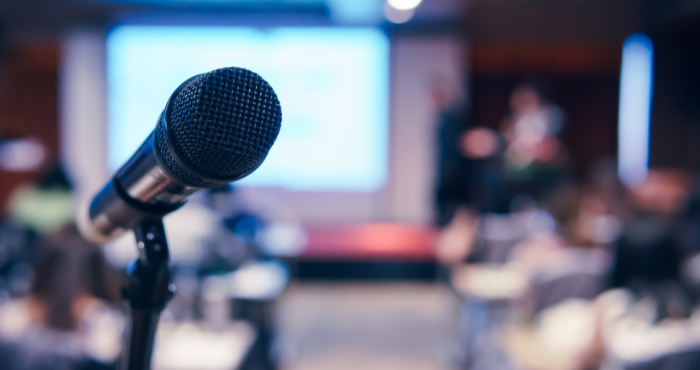 Microphone at a conference or meeting allowing people to comment