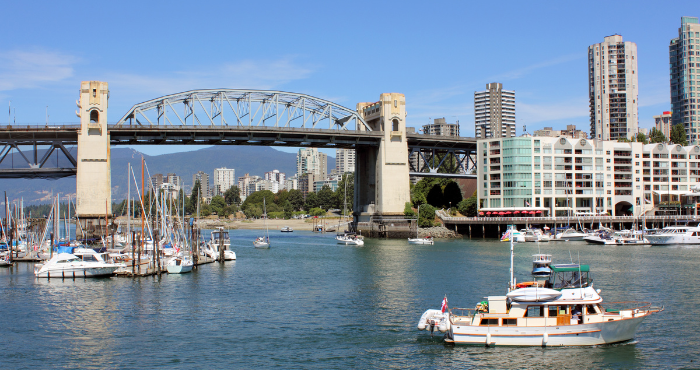 View of businesses and downtown in British Columbia