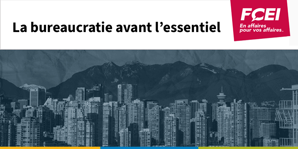 Couverture d'un rapport de la FCEI montrant Vancouver et portant sur la hausse des dépenses administratives des districts régionaux en Colombie-Britannique.