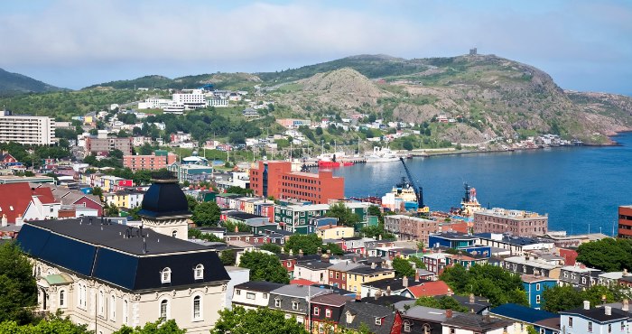 View of small businesses and houses in Newfoundland