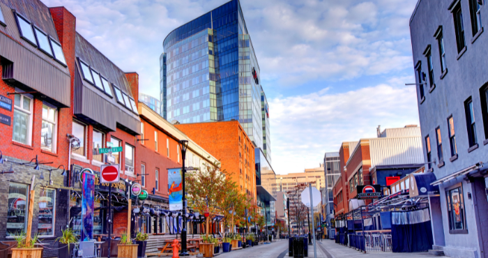 Nova Scotia downtown with small businesses