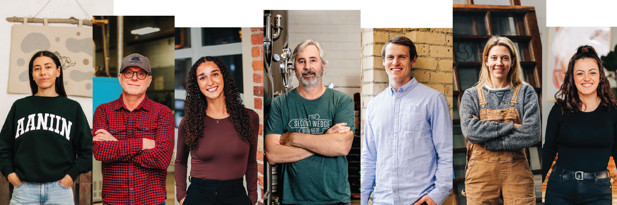 Seven small business owners posing