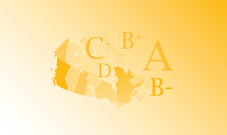 Graphique jaune avec la carte du Canada et des cotes à côté