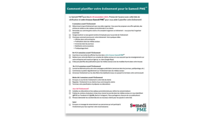 Liste de planification d’événement - Samedi PME