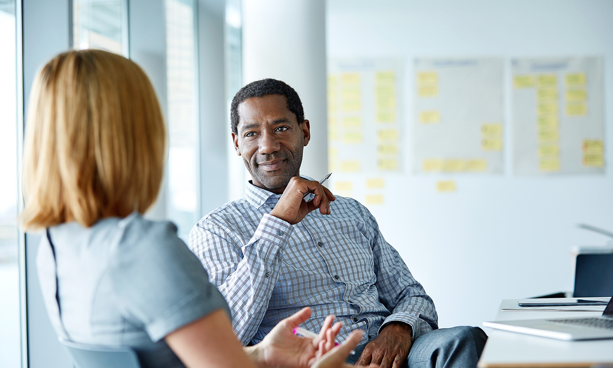 Woman and Man having a business meeting