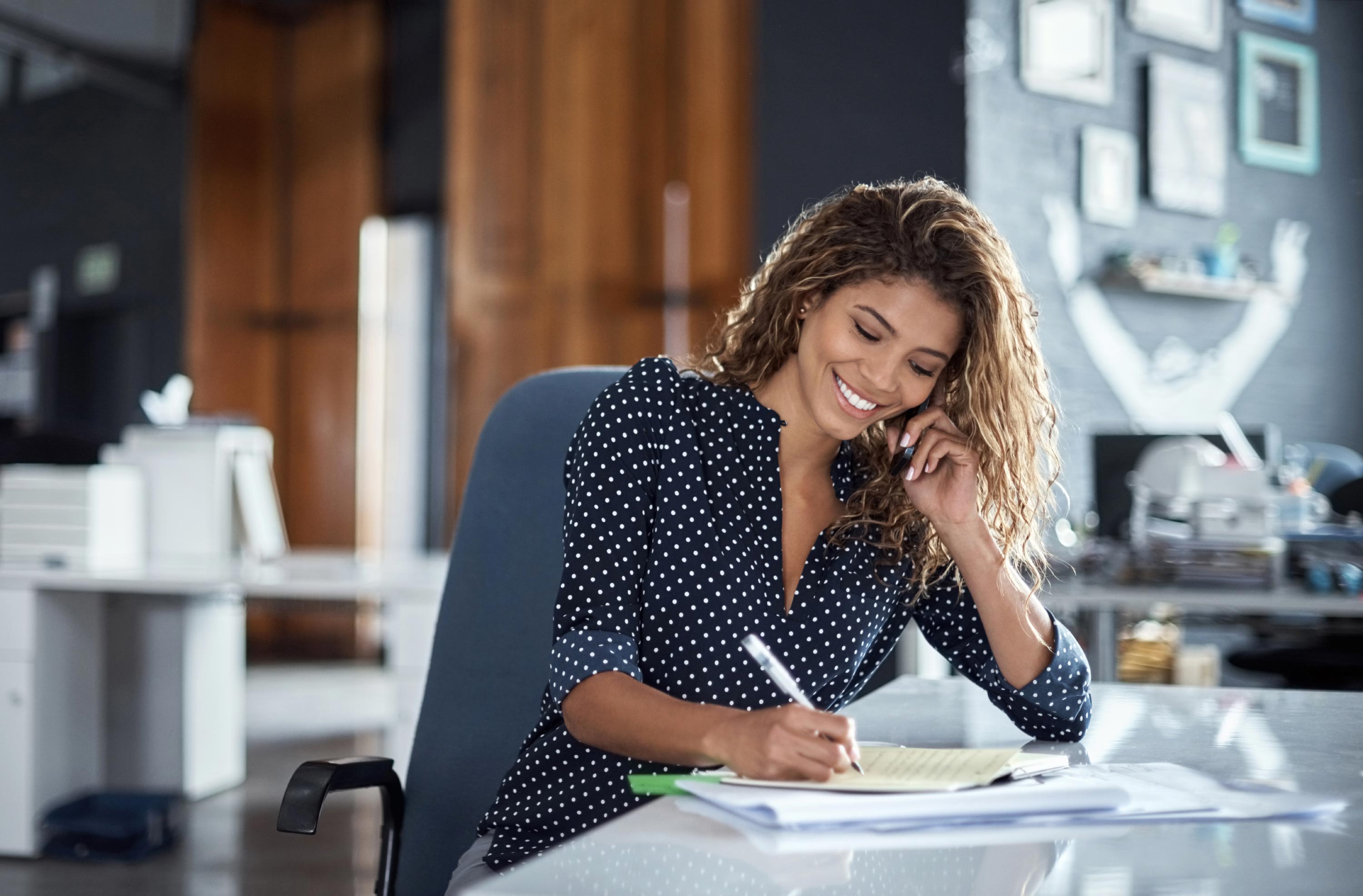 Woman working at a desk